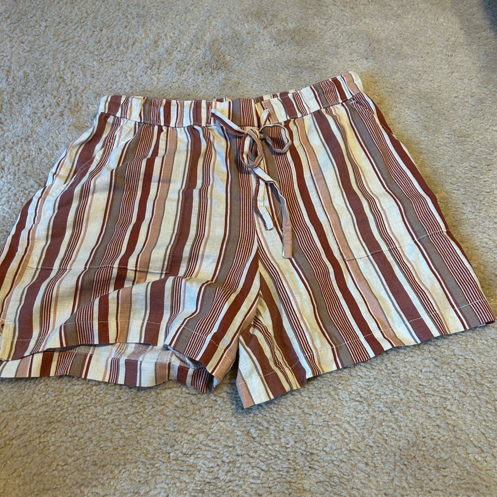 a.n.a Brown and Cream Striped Women's Bermudas